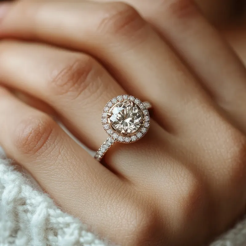 Halo diamond ring worn on the hand